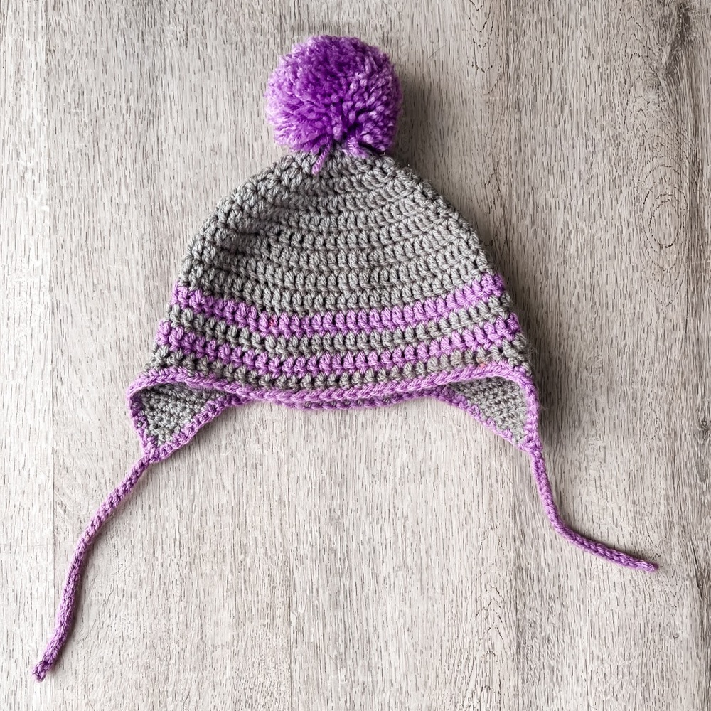 Handmade Knit Pom Hat with Ear Flaps